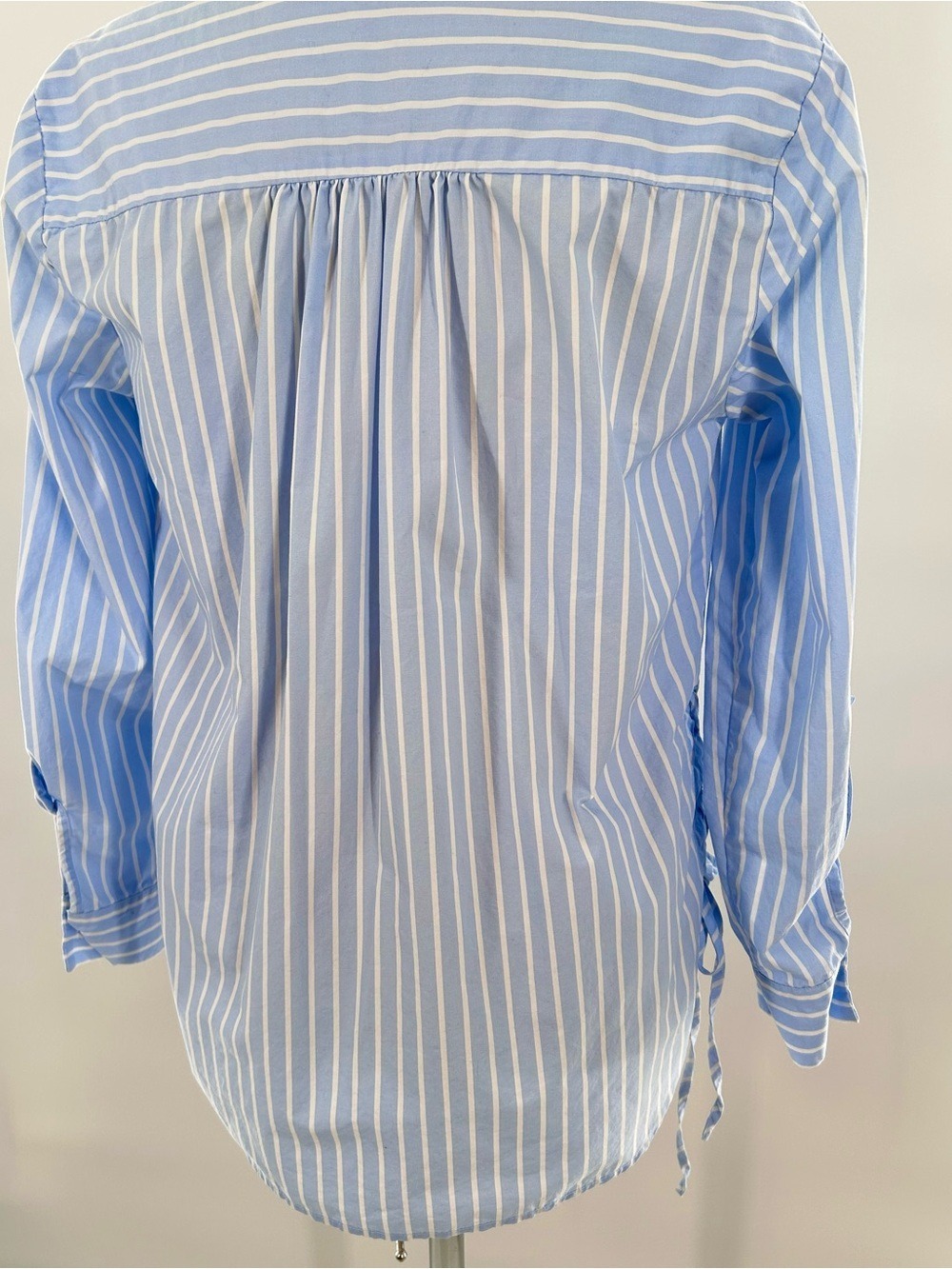 Mare Mare Anthropologie Blue White Striped Lace Up Sides Cotton Blouse Small - Picture 12 of 14